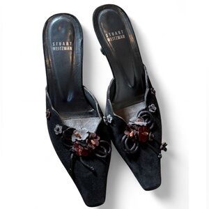 Stuart Weitzman Vintage Flora Black Suede Kitten Heels, Whimsigoth Floral Shoes